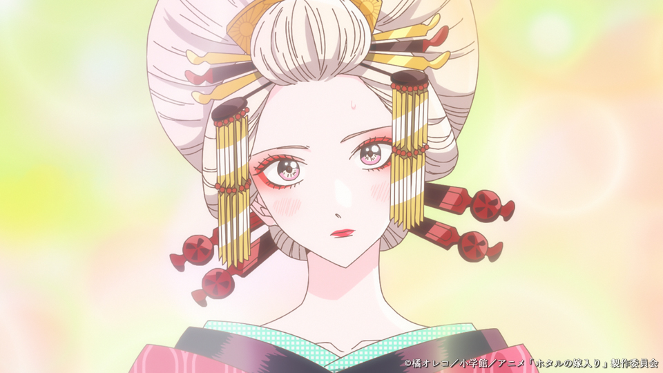 hotaru_anime_pr's tweet photo. .❁。.*┈┈┈┈┈
　TVアニメ「#ホタルの嫁入り」
　　　 PV場面カット 2⃣
　　　　　　  ┈┈┈┈┈・*.❁.

島から安全に脱出するため
遊女として身を置くことになる紗都子(#Lynn)
その艶やかな姿に
進平(#内山昂輝)は、うっとり...

ティザーPV第二弾
▶https://t.co/gOGk43FrhU

#ホタ嫁 https://t.co/b4cazKss02