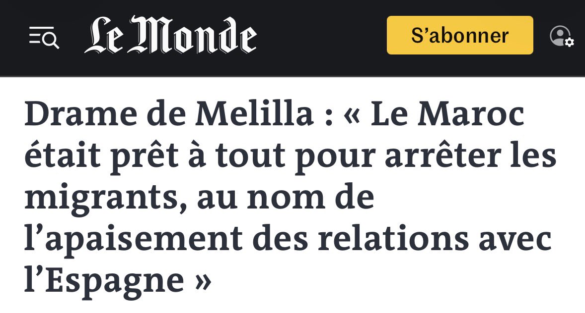 Jafkech's tweet photo. 🇲🇦🇪🇸🇪🇺 Le Maroc arrete les vagues de migrants en 2023:

"Un Drame humain" " Le Maroc pret à tout pour plaire"

Le Maroc n'arrete pas les migrants:

"Le Maroc met sous pression" "Le Maroc fait du chantage"

Conclusion: Quoiqu'il fasse, le Maroc sera designé coupable en Europe ✅🙂 https://t.co/QuazAj7KpG