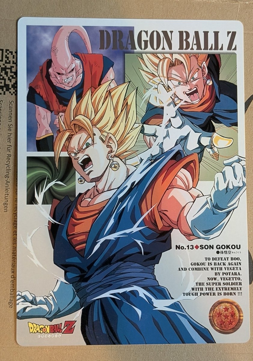 Dbzcollection's tweet photo. Allée, bon nuit et a demain les amis es 
jumbo #Carddass 
#Vegeto Versus #Buu 
#DragonBallZ #Dbz 
#Saiyan https://t.co/uZ1yMDq4Zy