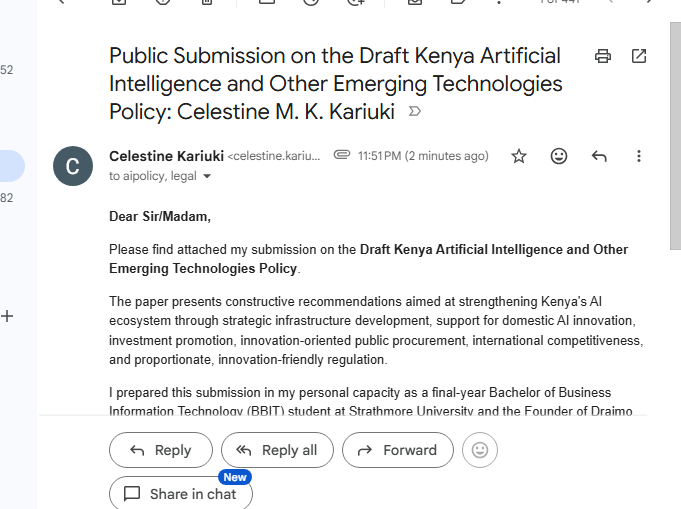 _celestino127's tweet photo. Every country is asking:

"How do we regulate AI?"

I think Kenya should ask:

"How do we build globally competitive Kenyan AI companies?"

That's the central idea behind the recommendations I submitted on Kenya's Draft AI Policy.

The future belongs to countries that build. 🇰🇪 https://t.co/nlZNkARc7E