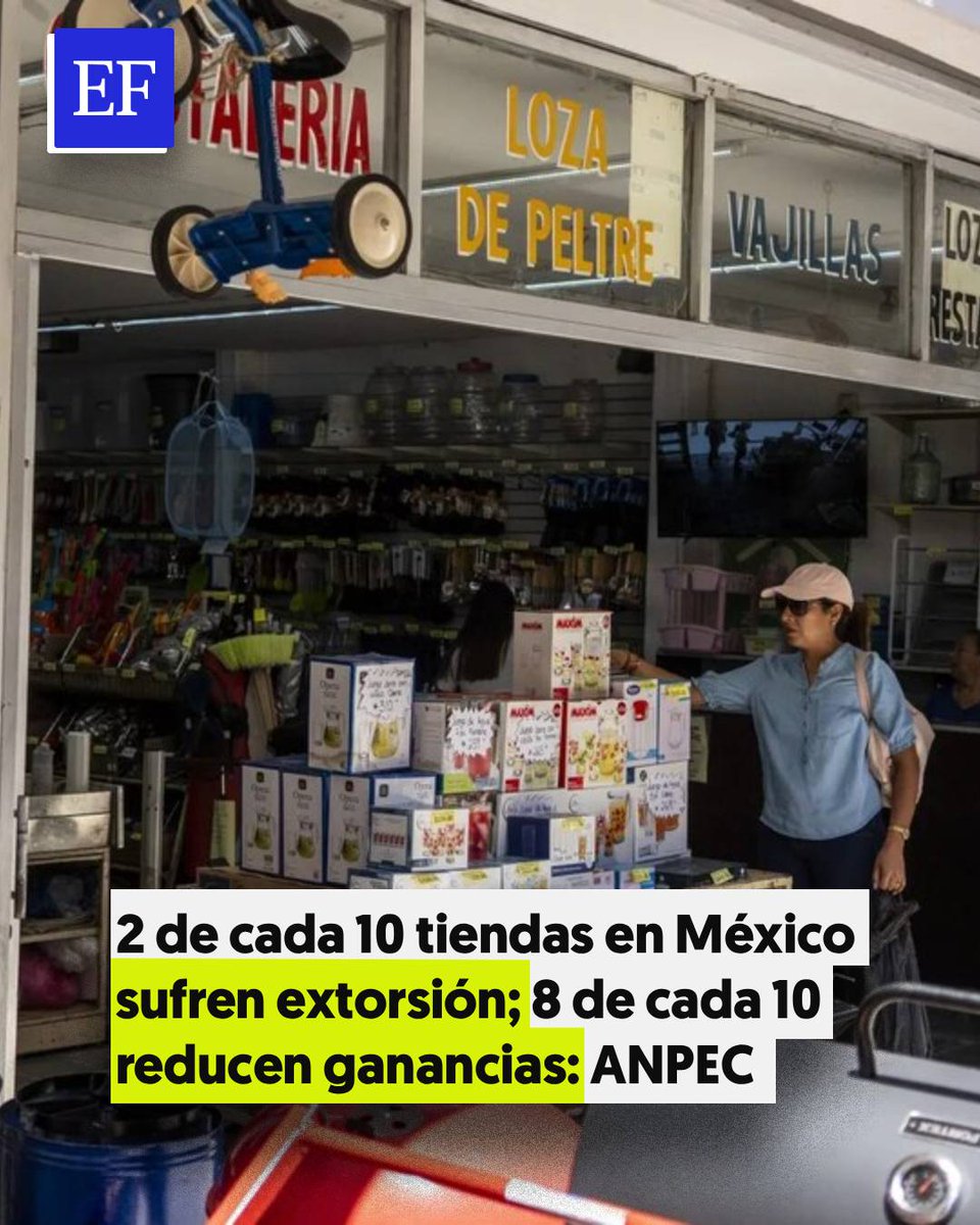 ElFinanciero_Mx's tweet photo. La inseguridad en #México golpea al pequeño comercio: 2 de cada 10 tiendas sufrieron extorsión y 8 de cada 10 redujeron sus ganancias, revela encuesta de la Alianza Nacional de Pequeños Comerciantes (ANPEC) 

https://t.co/kyFwZ5G2zW https://t.co/cOzMcysCKE