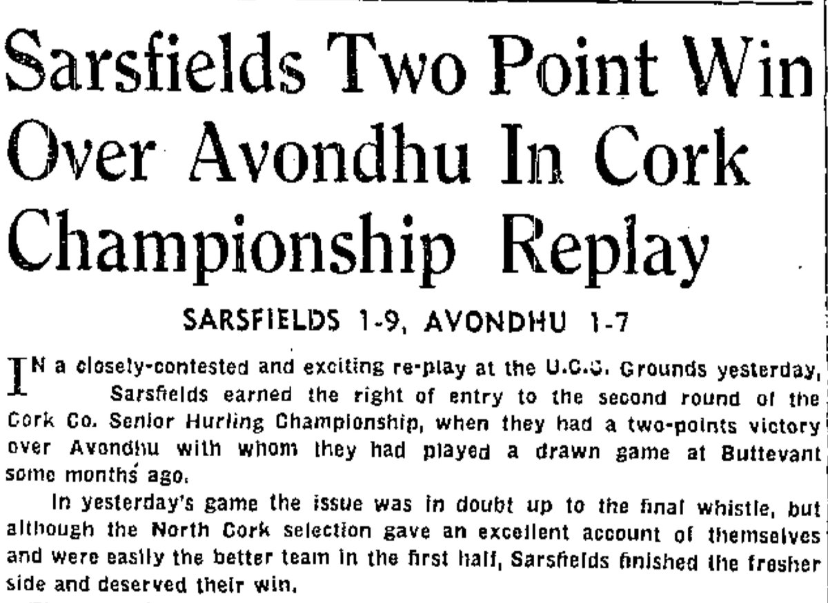 SportsHistory26's tweet photo. On this day 80 years ago @SarsfieldsCork and @AvondhuGAA clashed in the @OfficialCorkGAA County Senior Hurping Championshipat the @ucc_gaa grounds…#sarsfields #cork #hurling #avondhu #ireland https://t.co/bJElQinAyf
