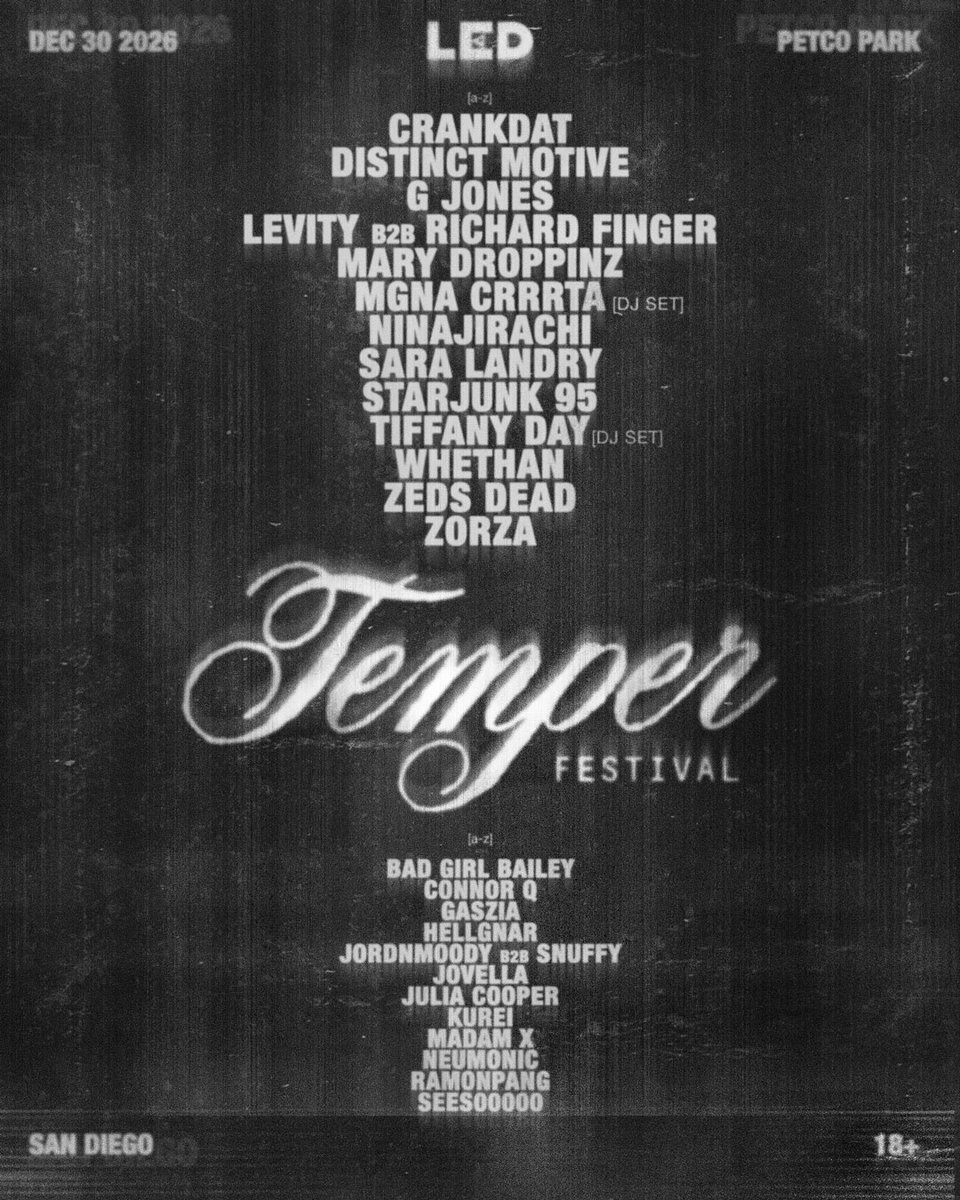 gjonesbass's tweet photo. SAN DIEGO // TEMPER FESTIVAL https://t.co/gHJ5gVu183