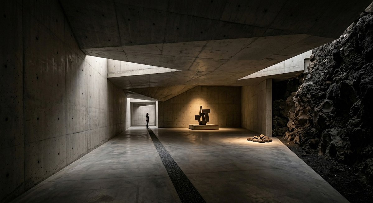 Architizer's tweet photo. Designed as an excavation rather than an object, this cultural center is imagined as if carved directly from volcanic basalt.

📍 Lanzarote, Spain
Project by: Marc DEMAILLY
Details: https://t.co/nJM8fXVHDY https://t.co/Hd2EA3CECS
