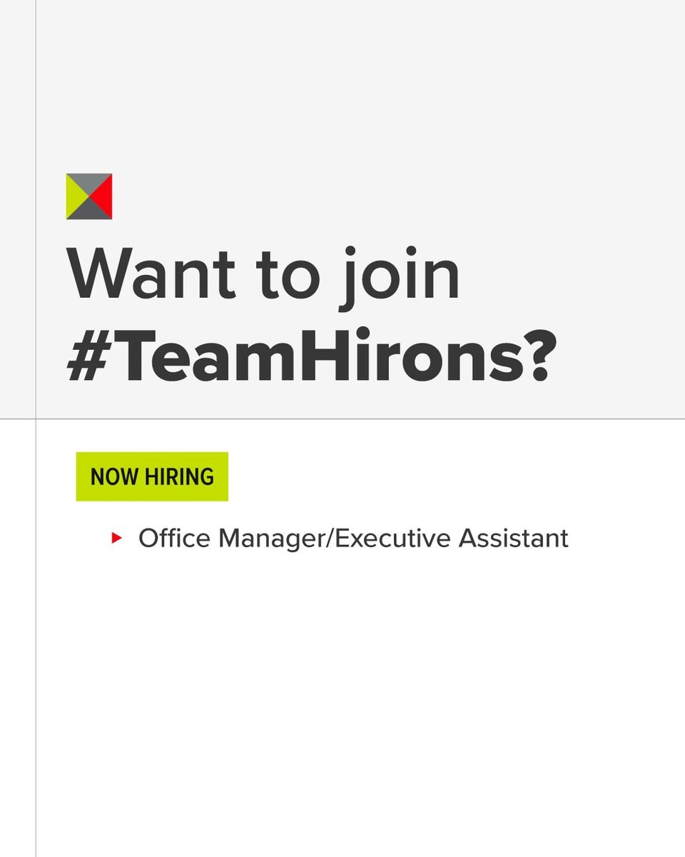 hironsandco's tweet photo. Our office manager/executive assistant is the glue that holds Team Hirons together. And we’re hiring for this position.  
 
Are you equal parts organizer, connector and problem-solver? Let's talk. Apply today at https://t.co/7ck4bq9qug. https://t.co/ziJmks36UT