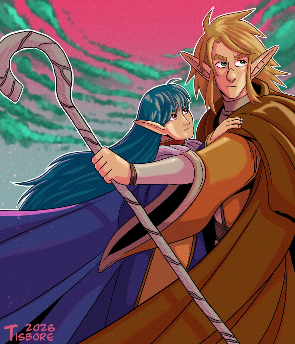 tisbore's tweet photo. Kazin + Sarah from the amazing RPG Shining Force 2. Getting bored with my normal shading, gonna try experimenting some.
#shiningforce #shiningforce2 #sega #art #fanart #digitalart #procreate #videogames #rpg #elf #mage #priest #90sgames #fantasyart #ArtistOnX https://t.co/4qy9CZJWs6