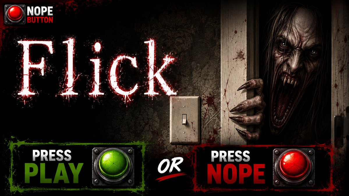 NopeButton26's tweet photo. NEVER BEFORE HAVE I HAD A HORROR GAME DO THIS TO ME!

Up now on my YouTube Channel - 
FLICK.

Please like comment &amp; tickle that bell 🔔🫪😂
@ColorTheBooks #FLICK #indiehorror #scarygame #horrorgame #nopebutton https://t.co/PuDSFhak9w