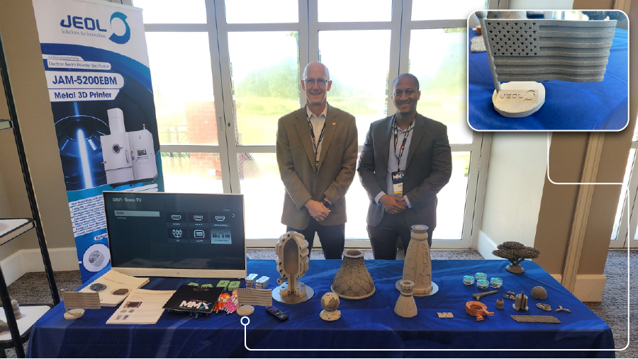 JEOLUSA's tweet photo. JEOL USA is exhibiting at America Makes Members (MMX). Join us at the last day of the show tomorrow, August 5th!

MMX brings together experts in the additive manufacturing (AM) community to discuss the latest advancements and accomplishments.

#JEOLUSA ##AmericaMakes https://t.co/eA5bz6S8oU