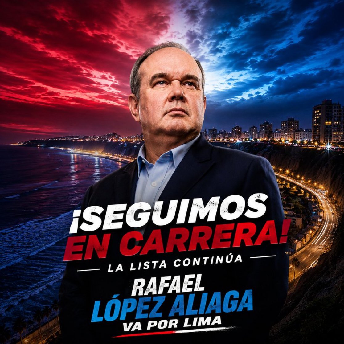 rlopezaliaga1's tweet photo. 🇵🇪 El compromiso con Lima continúa. Rafael López Aliaga sigue firme, impulsando una ciudad más moderna, segura y ordenada. Los proyectos siguen adelante. ¡Seguimos en carrera! 💙 
 #RafaelLópezAliaga #Lima #SeguimosEnCarrera #RenovaciónPopular https://t.co/Smf9Kbu4DI