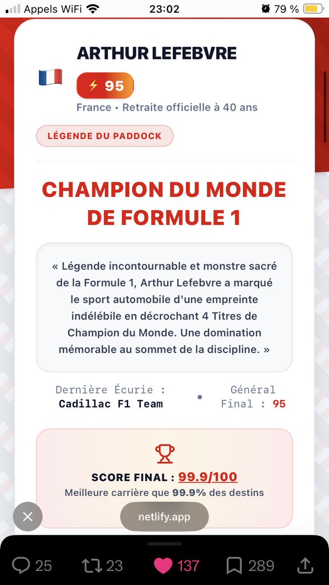 YohanIsBack's tweet photo. Je viens de jouer à l’équivalent de Destiny Eleven version Formule 1 et c’est une dinguerie la carrière que je viens de faire https://t.co/F7skhcqJl3