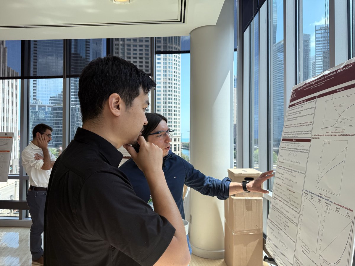 MFRProgram's tweet photo. More Poster Session presentations today by @mpaillacar23 (UCL), Tom Rutter (Stanford), Sadiq Salimi Rad (CMU), Judy Yue (UChicago), and Steven Zheng (Columbia). #MFRSummerSession #MacroFinance #EconTwitter https://t.co/an6r7mgxNq