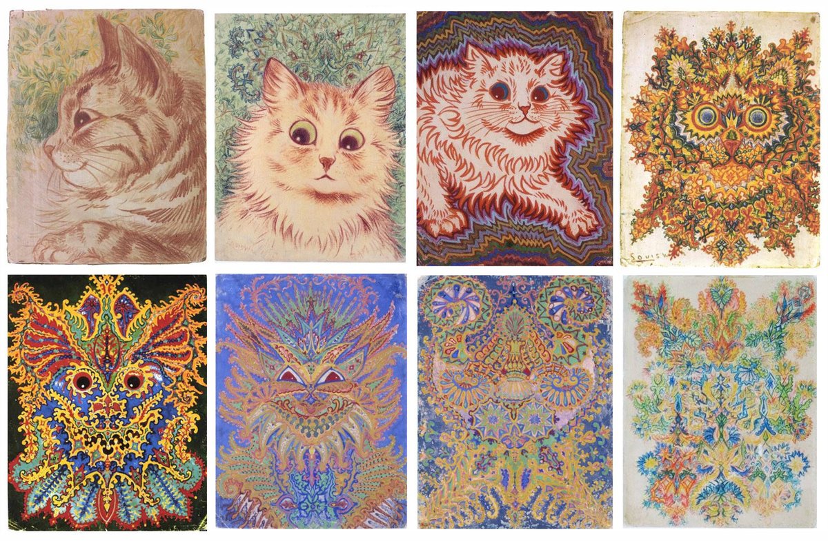 chenmjay's tweet photo. 8月5日  路易斯·威廉·韋恩生日

（英語：Louis William Wain，1860年8月5日—1939年7月4日），英國畫家，以畫擬人化的貓著名，晚年深受精神疾病困擾，作品畫風不變，成為心理學課本的插圖
《維基百科》 https://t.co/04G7FjurfV