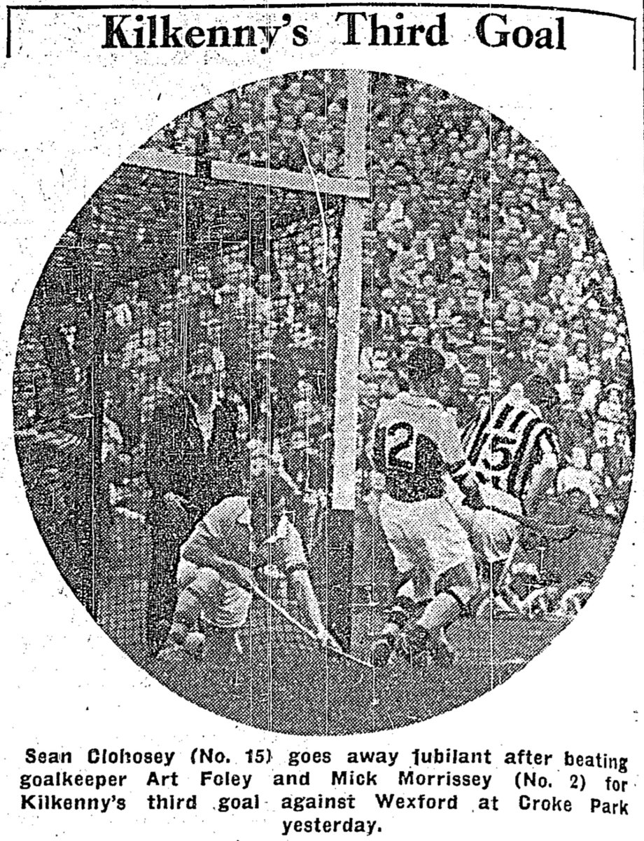 SportsHistory26's tweet photo. On this day in 1957 the 2-time defending All-Ireland champions @OfficialWexGAA were sensationally dethroned by @KilkennyCLG in the @gaaleinster Senior Hurling Championship Final at @CrokePark….#hurling #kilkenny #leinster #ireland https://t.co/RBYqN3ofem