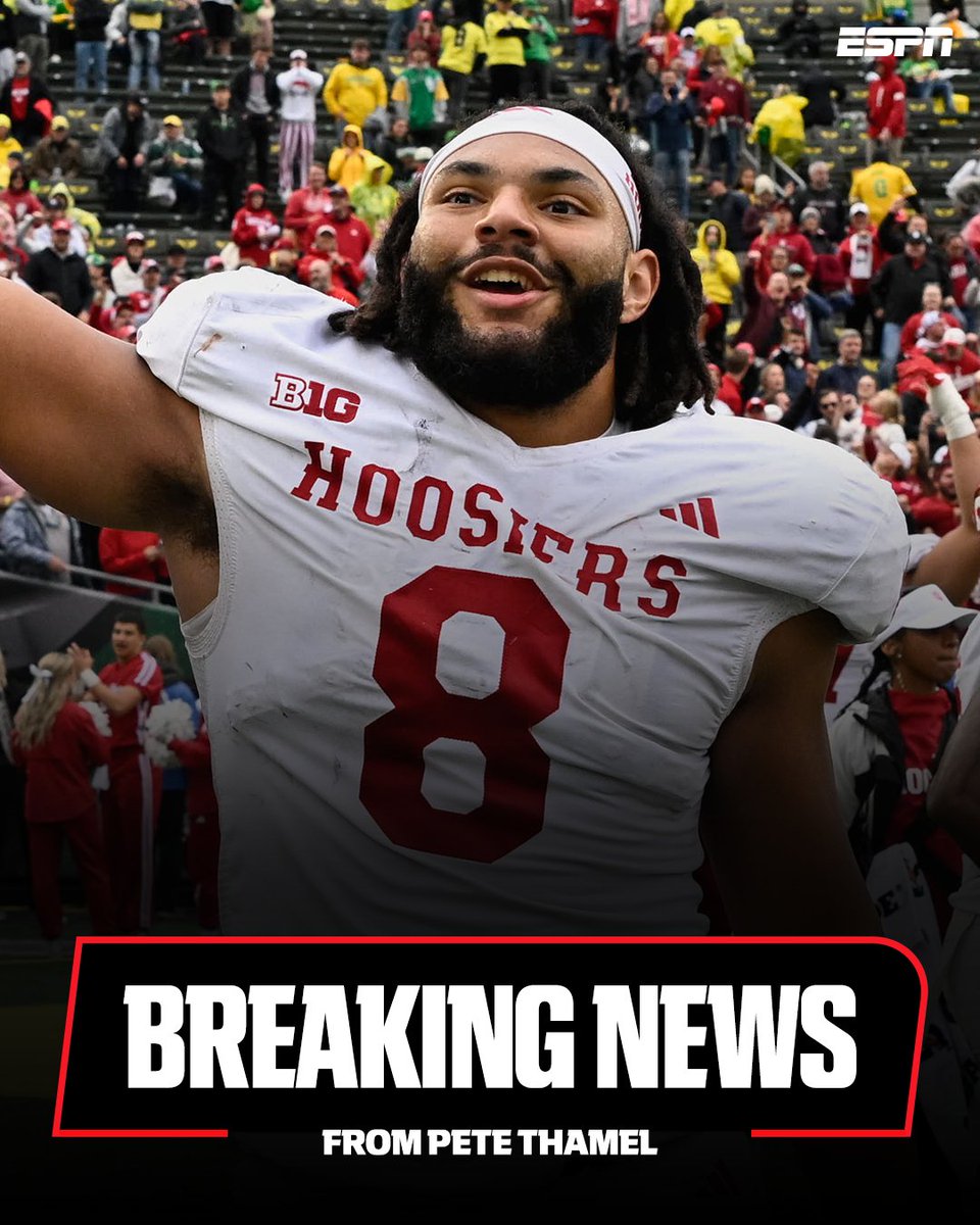 espn's tweet photo. Breaking: Indiana star defensive lineman Stephen Daley, who led the team with 19 TFLs, will return to the Hoosiers for his fifth year, sources tell @PeteThamel.

He’s set to be eligible for his fifth and final year in the wake of the district court ruling in Colorado. https://t.co/gDXM8Tf9E2