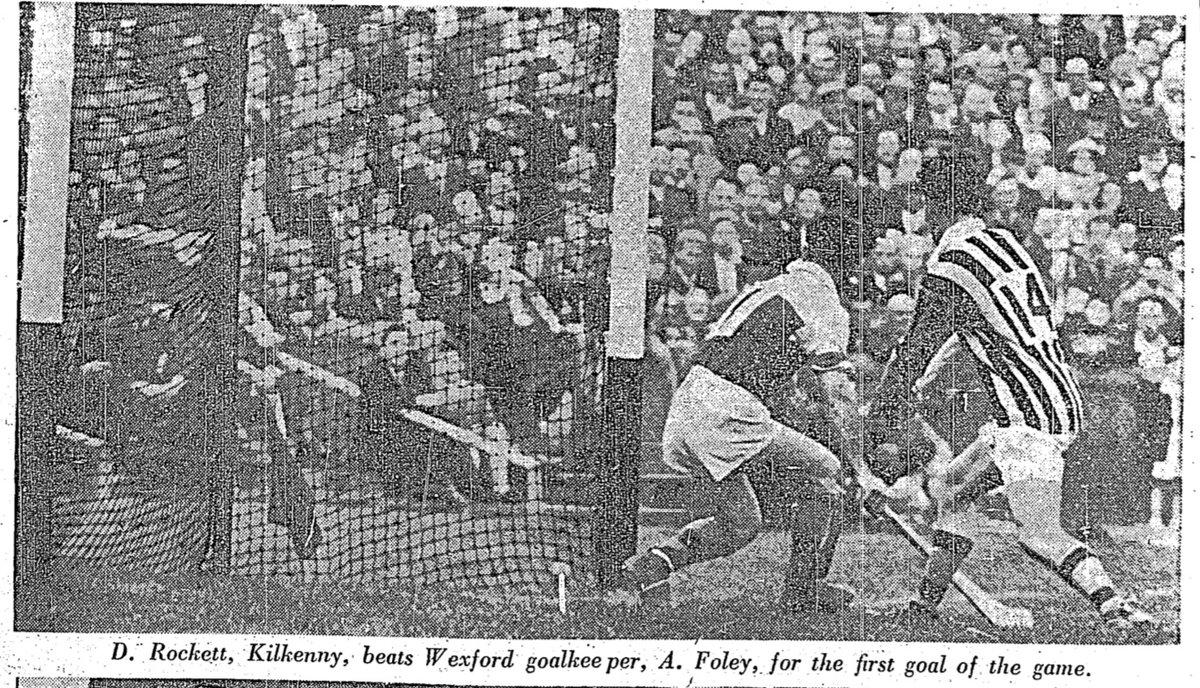 SportsHistory26's tweet photo. Action shots from the @gaaleinster Senior Hurling Championship Final between @KilkennyCLG and @OfficialWexGAA at Headquarters on this day in 1957…#hurling #kilkenny #wexford #gaa #ireland https://t.co/Hqhfiu7xap