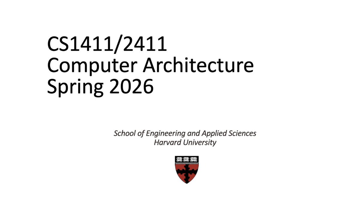 AryaTschand's tweet photo. While I spend most of my time nowadays thinking about ML training and inference systems, I can trace much of the research we do today to the core CPU architecture principles I learned in my undergrad

Turns out, if you deeply understand how compute patterns run efficiently on silicon, you can generalize to any system today

I recently wrapped up as TA of Harvard’s computer architecture course (CS141), and wanted to share my distillation of the content down to a tweet thread

Disclaimer - you probably won’t learn anything about inferencing GLM5.2 at 1000 tok/s on a VR100 NVL72 from this thread, but hopefully you’ll learn a thing or two about computing from first principles!