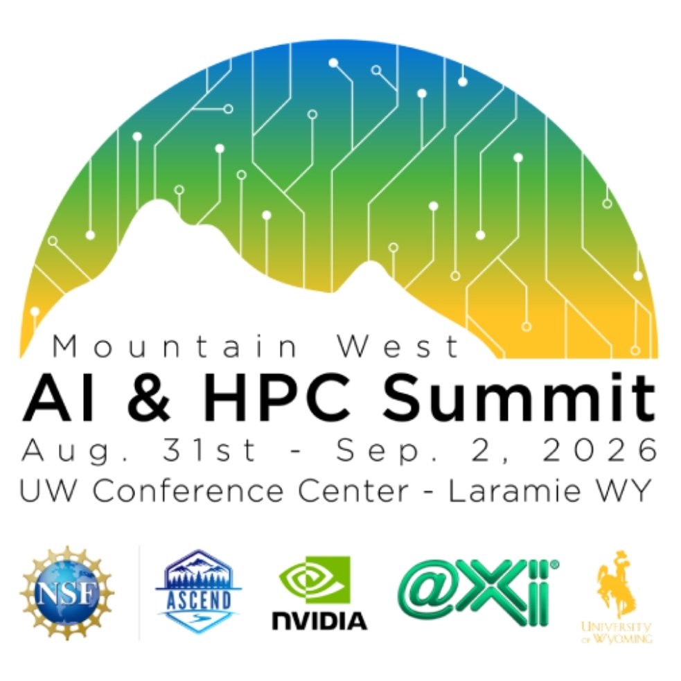 UWyoREDD's tweet photo. Innovation happens when great minds connect.
Meet researchers, faculty, graduate students, and industry professionals from across the Mountain West at the Mountain West AI &amp; HPC Summit.
📍 Laramie, Wyoming
📅 August 31–September 2
https://t.co/v8GXzUaBfz https://t.co/dXISU9lKVx