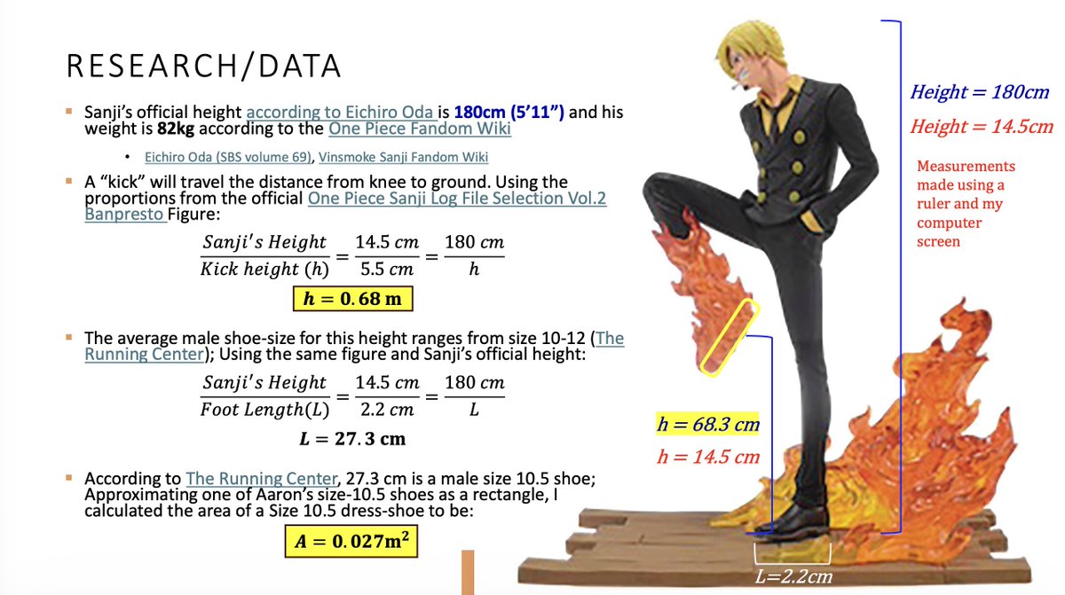 AtomicClover's tweet photo. Just abused my math and physics minors to calculate the speed of sanji's foot when he skywalks. if anyone cares. https://t.co/B35rgqtQmy