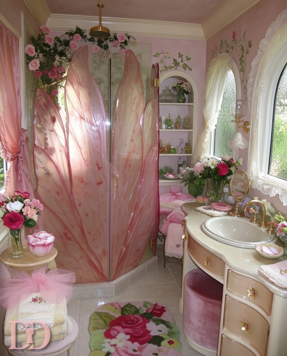 insperarise's tweet photo. fairy pink bathroom 🩷 https://t.co/oD8UUeWB0Q