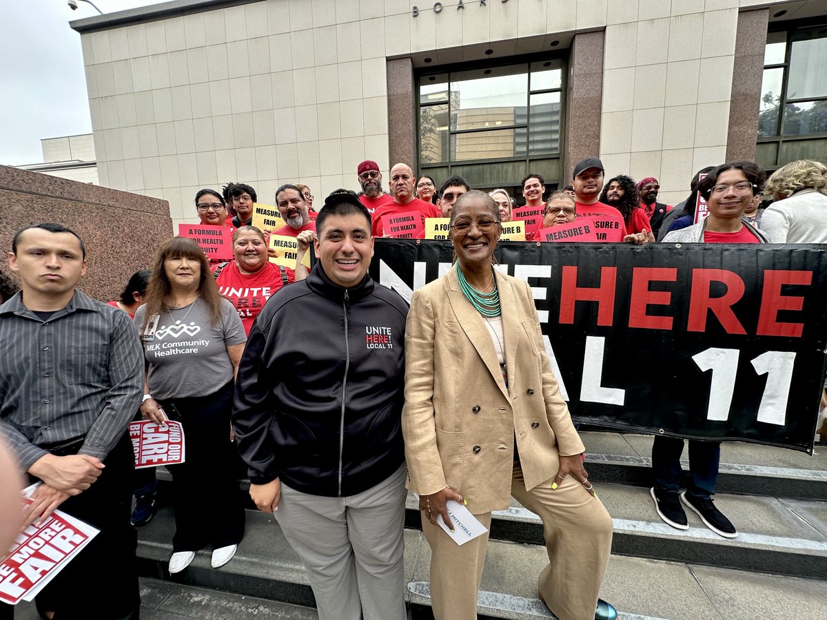 unitehere11's tweet photo. Local 11 was proud to stand alongside LA County Supervisor @HollyJMitchell in support of an independent study of the Measure B funding allocation methodology — the first comprehensive review in nearly 25 years ago. #MeasureB #HealthcareJustice #LACounty #FundItFair https://t.co/SjgfLF6bYc