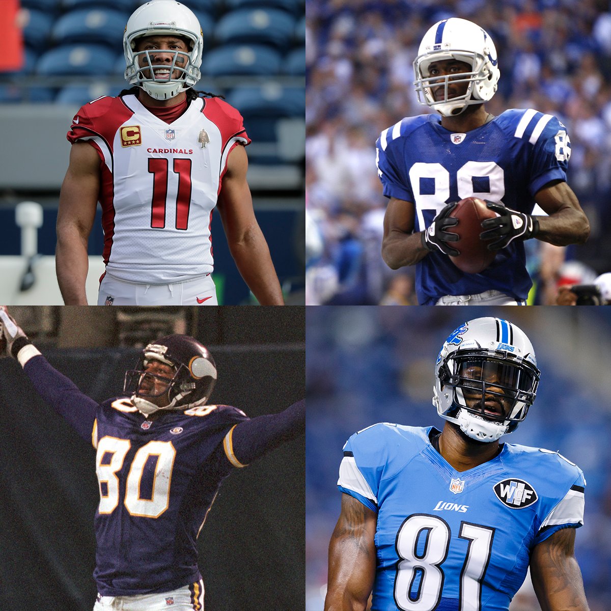 FanDuel's tweet photo. All legendary receivers 🤩

▪️ Larry Fitzgerald
▪️ Marvin Harrison
▪️ Cris Carter
▪️ Calvin Johnson

Keep 2. Cut 2. https://t.co/VkZ0f3Eqrd