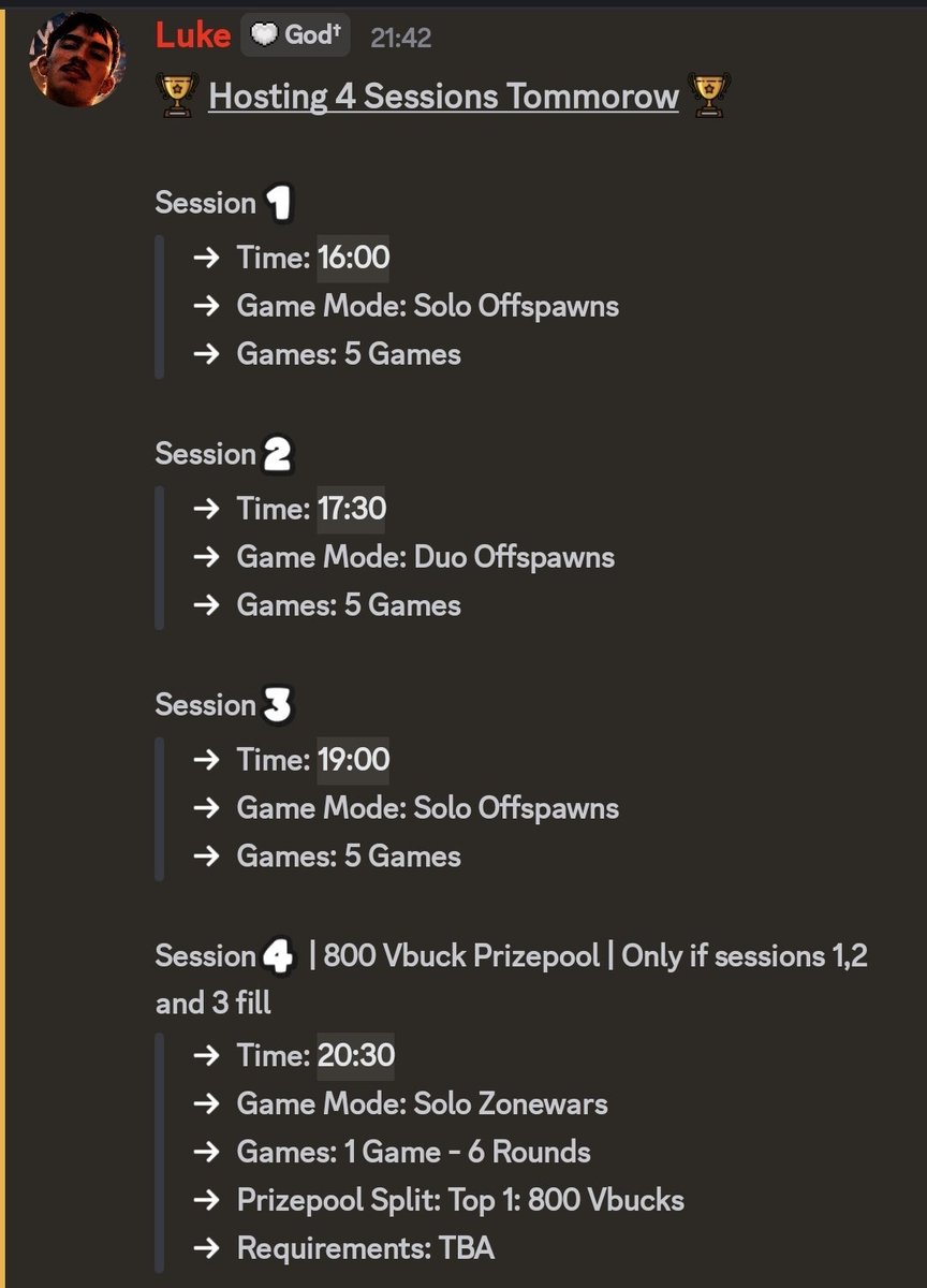 psscrims's tweet photo. 🚨 4 SESSIONS TOMMOROW - JOIN PRESTIGE TODAY AND PLAY!

#Fortnite #FNCS https://t.co/usATQgdwcC