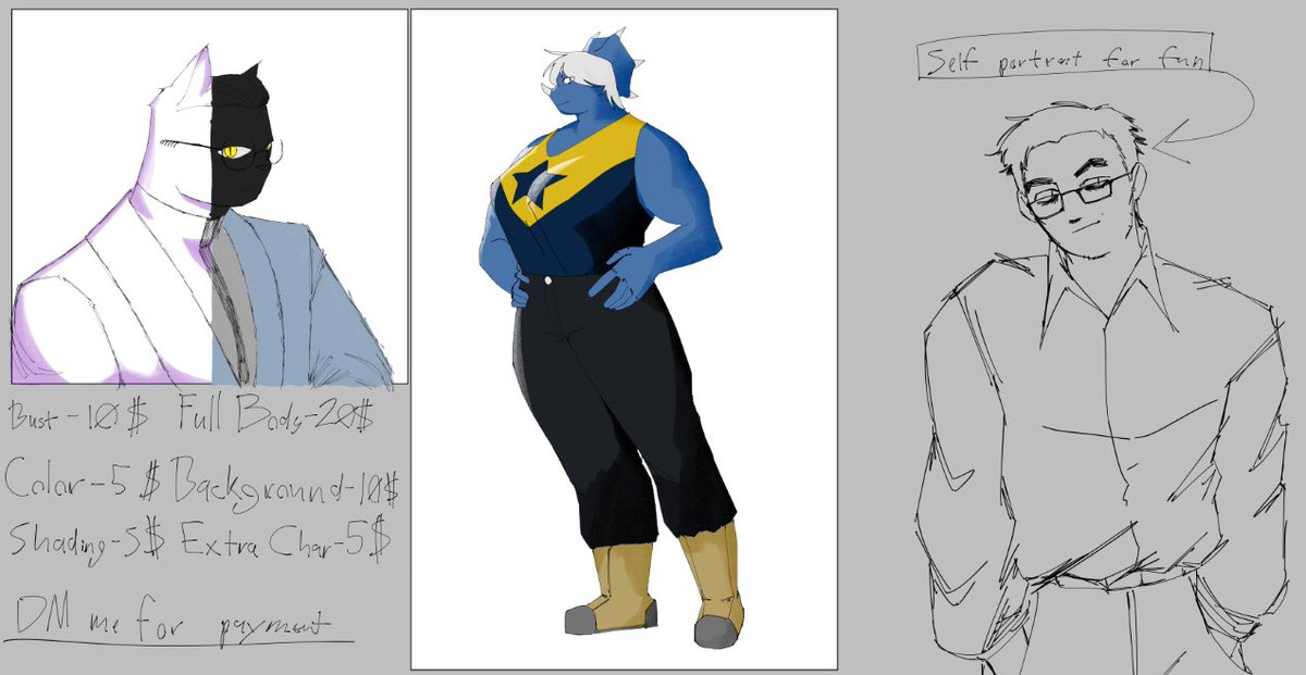 KellyHarry6969's tweet photo. yo, I got 5 commission slots open, here's my sheet. tryina go to Sac Anime next month and anything is appreciated! https://t.co/W2mlNoz3jr