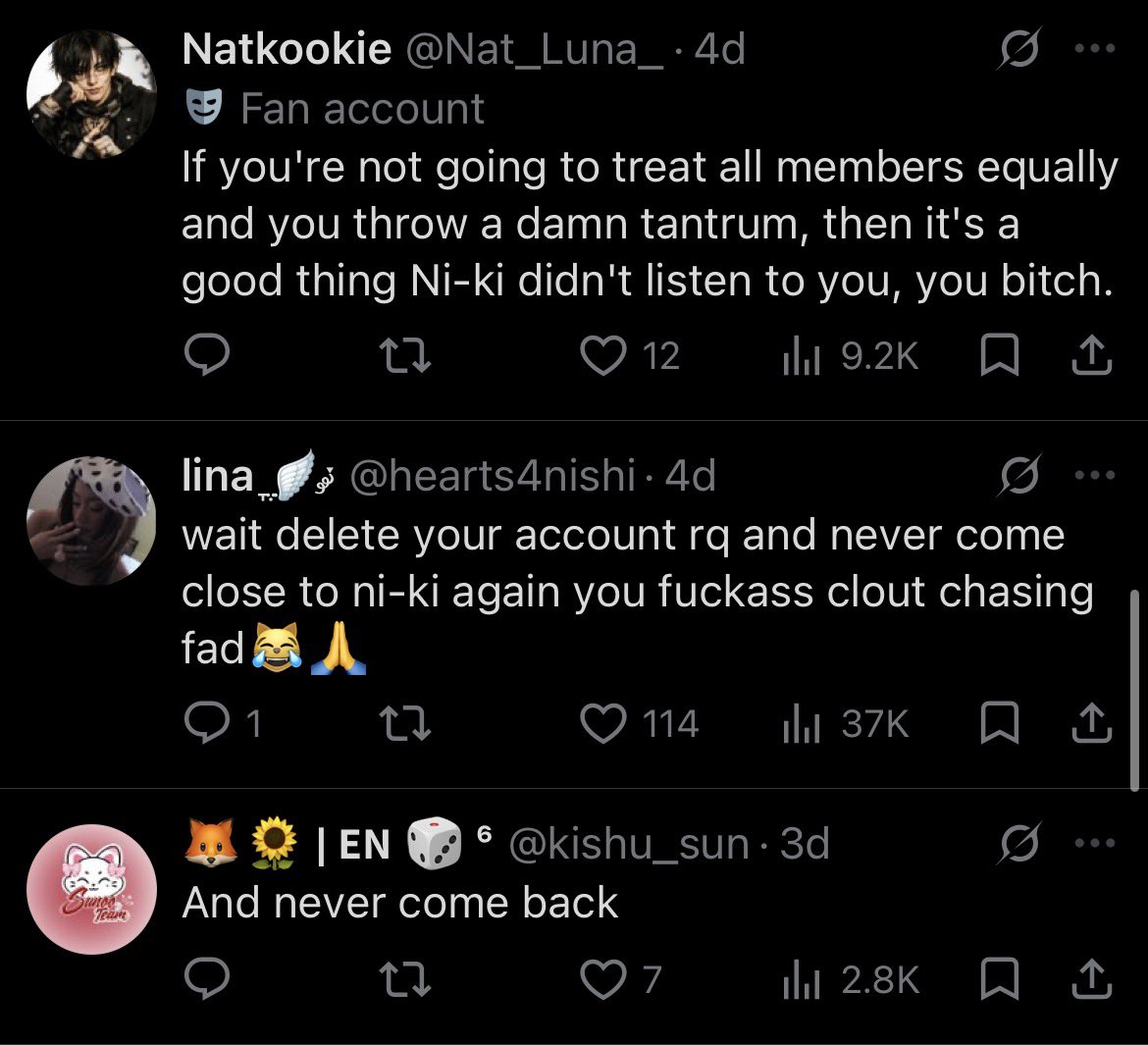 yuniesprk's tweet photo. you all are fucking disgusting. mind you this is probably the lighter side of the replies she received when she closed her acc. https://t.co/VDQfNWbaJd