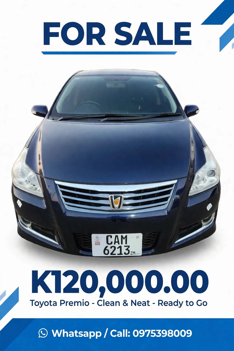 youngdock_31418's tweet photo. *FOR SALE: TOYOTA BLADE 2011*
*Price: K120,000.00* negotiable
*Location: LUSAKA TOWN*

*Specs:*
- *Year:* 2011
- *Engine:* 2AZ
- *Mileage:* 67,189 km
- *Extras:* Android system
- *Condition:* Clean, buy and drive

*Contact:* Call/WhatsApp 0975 398 009
Serious buyers only. https://t.co/3KEyNrOvfV