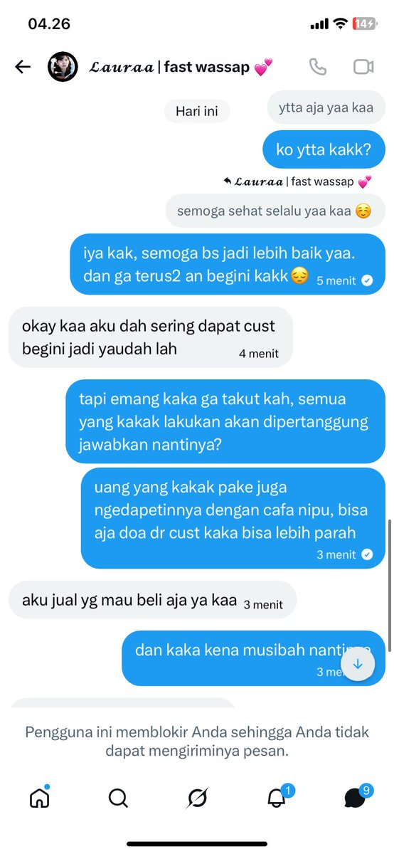 nveliyen's tweet photo. penipu lagi nihh, bejirlah didunia yang mau kiamat gini masi ada yah org yg nipu kaga takut pertanggung jawabannya nanti😔😔 ngeri banget. 

di searchbar namanya masi bersih soalnya abis ganti usn lho ya niat banget nipunya @laraabp1l #zonauang #penipu https://t.co/cHJdk6Uxjs