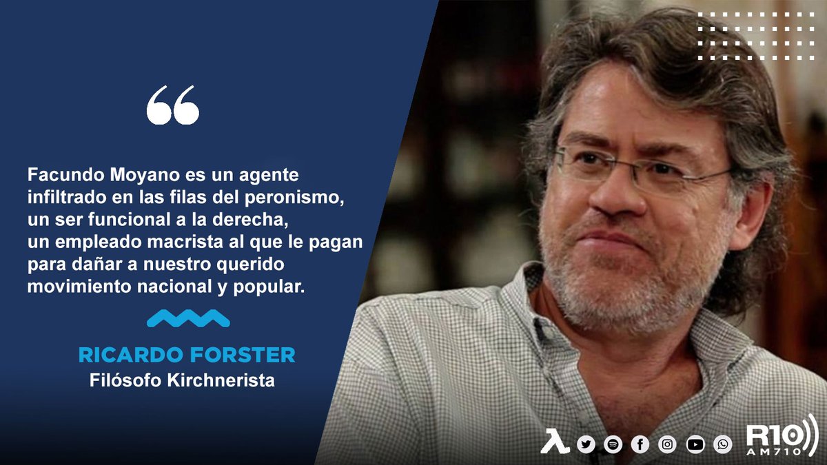 Gus_HL2's tweet photo. Ricardo Forster - "Facundo Moyano es un agente infiltrado en las filas del peronismo, un ser funcional a la derecha, un empleado macrista al que le pagan para dañar a nuestro querido movimiento nacional y popular" https://t.co/pLpsrZBahD