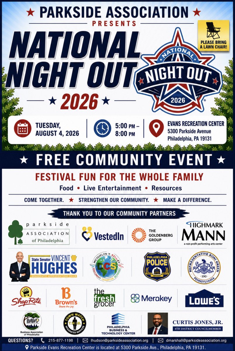 PPD19Dist's tweet photo. Join us tonight for National Night Out! Come meet your 19th District officers, connect with neighbors, and enjoy an evening dedicated to building safer, stronger communities. We look forward to seeing you there! #NationalNightOut #19thDistrict #CommunityStrong https://t.co/9QRU16Hj3I