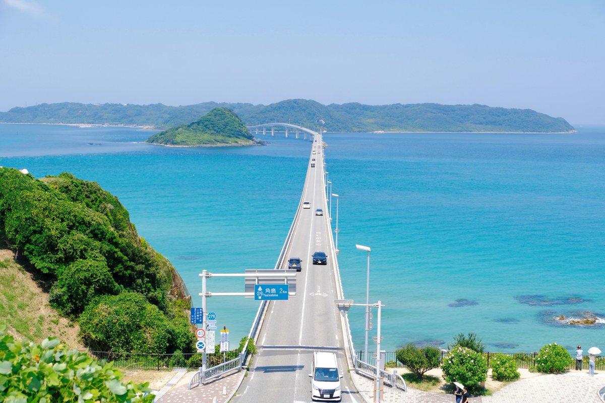 RRysrrrr's tweet photo. やっと行けた❗
角島大橋
コバルトブルーの海に感動(*'▽'*)
山口県下関市　#角島大橋 https://t.co/r2AF1xGhab
