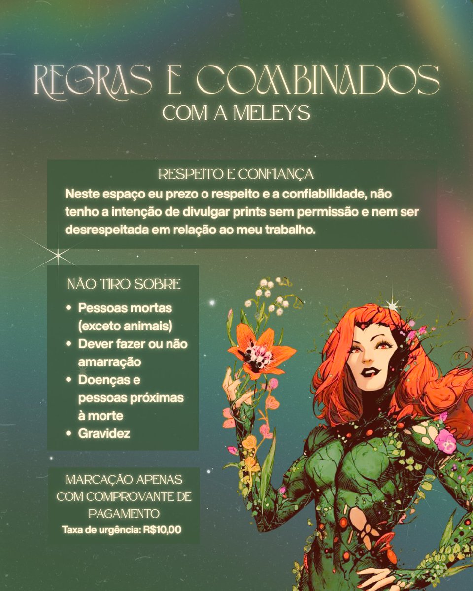 meleysks's tweet photo. Olá meu nome é Meleys, sou Cartomante a 2 anos, artista e futura tatuadora! ✨
 Abaixo segue meu catálogo simples e o longo em documento, alguns dos métodos são básicos e alguns criados por mim. 
 Espero você como meu cliente!!

𑣲⋆ Meio de contato:
https://t.co/1zrQgnlAaM https://t.co/IkpZ6N59YN