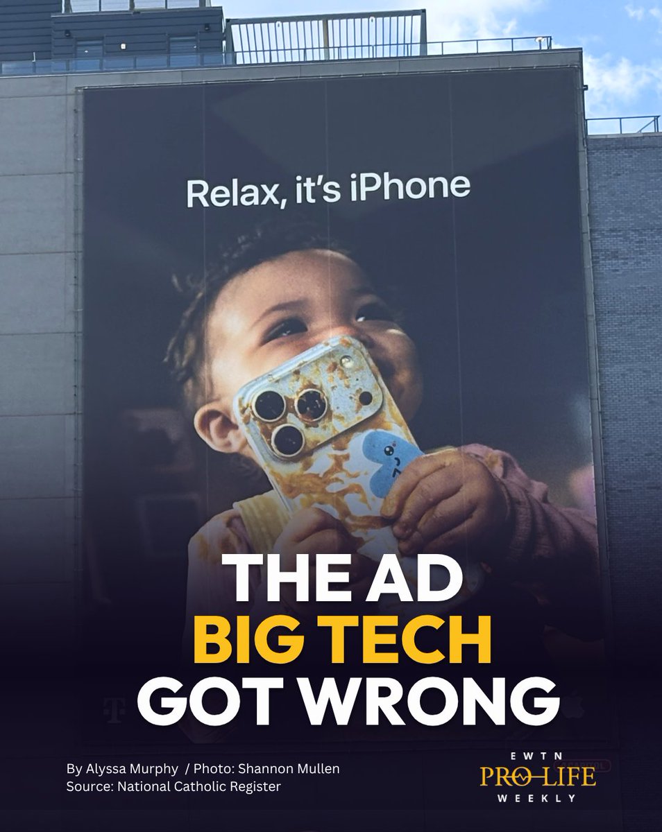 EWTNProLife's tweet photo. With global bans rising and neuroscientists warning of structural brain impacts, critics argue Apple’s new campaign sends a dangerous subliminal message to parents.

Read the full story: https://t.co/sfsuZ2lcrL https://t.co/bEOEz0lhnn