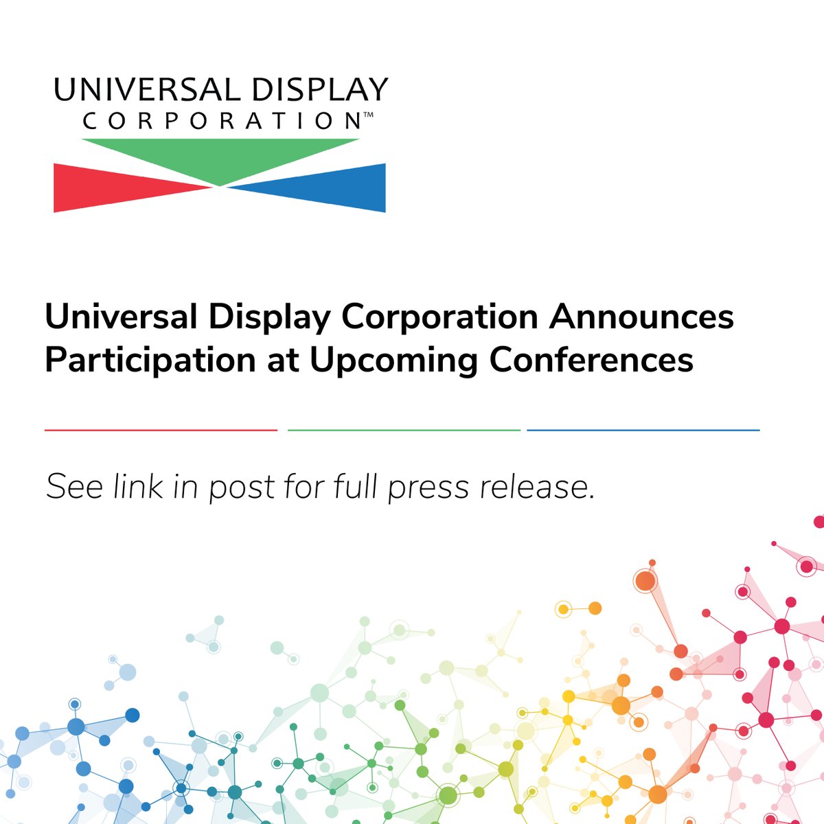 UDCOLED's tweet photo. Universal Display Corporation Announces Participation at Upcoming Conferences
https://t.co/SwcP71SOu4
$OLED #OLED #Oppenheimer #Needham @Citi #IMID2026 #ICL2026 @WESEMiBAY https://t.co/VYja2XVuiS