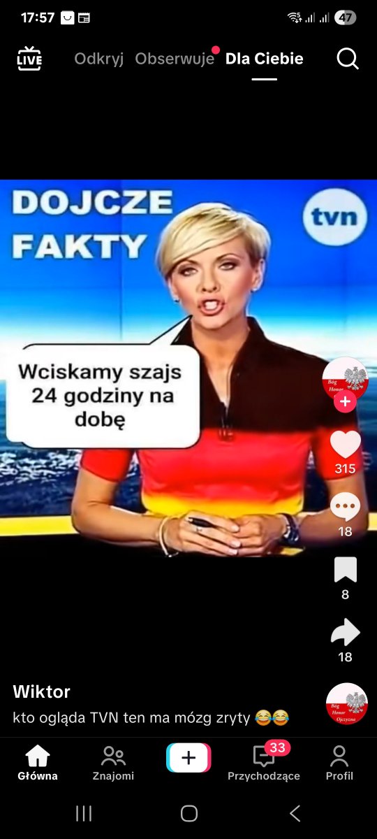 jack_piotr's tweet photo. @lachelndteufel JESTEM ZA ZDELEGALIZOWANUEM  TVN STACJA ZALOZONA Z PIENIEDZY FOZU przez komunistycznych oficerów wojska Polskiego...SMIERDZI TU AGENTURA.TA STACJA STOI NA STRAZY INTERSOW BYLY CH KOMUNISTOW NO I TERAZ PARTII TUSKA FOLKSDOJCZA ! https://t.co/CGy5SuLNxE