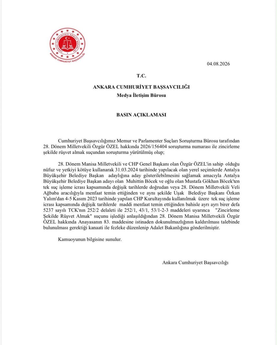 bezdim_yeminlee's tweet photo. Özgür Özel'in dokunulmazlığının kaldırılması talebiyle fezleke hazırlanarak Adalet Bakanlığı'na gönderildi.

Gerekçe: 
Zincirleme şekilde rüşvet alma.

Zincirleme birde🤦‍♀️ https://t.co/f29HldLWoi