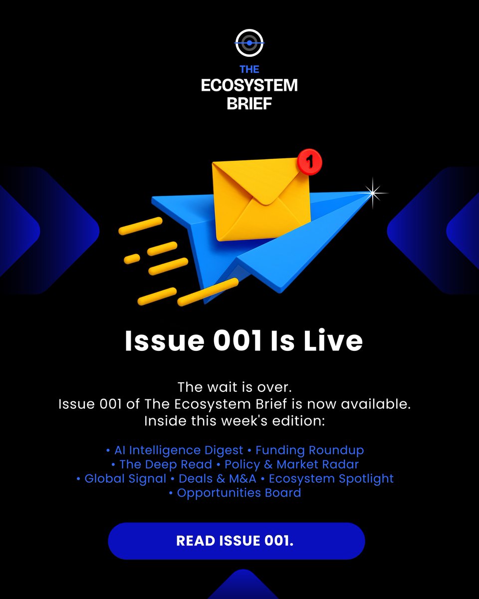 ecosystembrief's tweet photo. 🚨 Issue 001 of @TheEcosystemBrief is live.

This week's edition covers:

• AI content crackdown by major platforms
• Nigeria's AI future
• Africa's AI funding trends
• The race for African language LLM
• Startup deals &amp; opportunities

Check your inbox.

#AI #AfricaTech https://t.co/NAKb2g0vvr