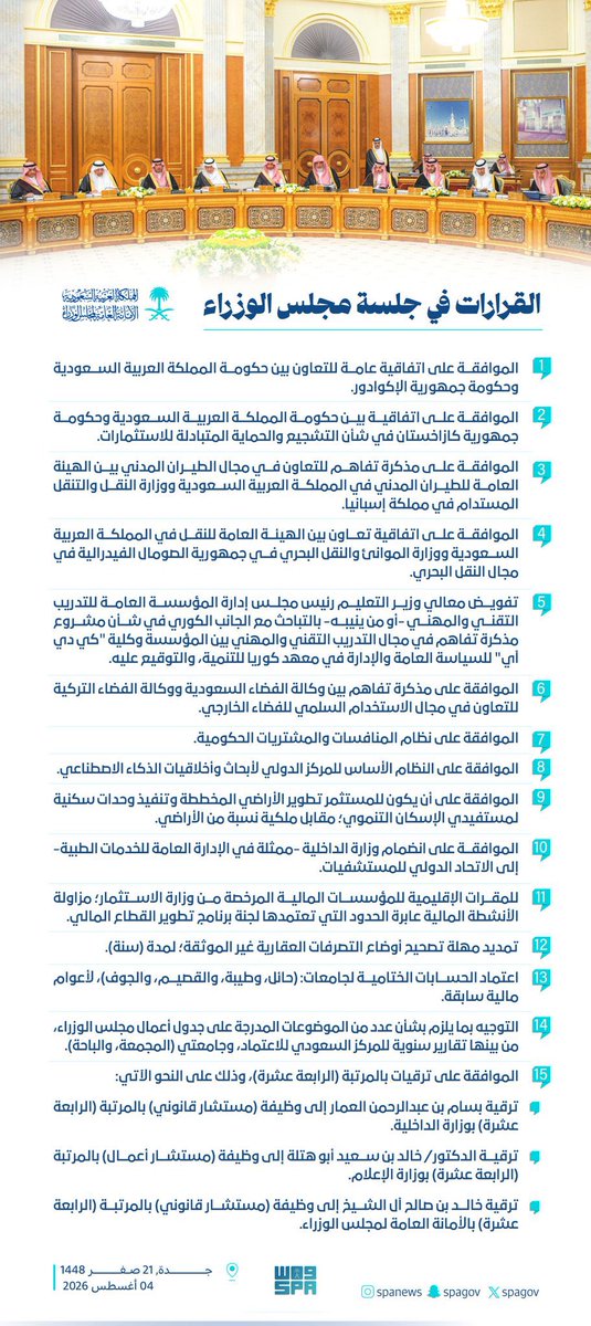 emara_alriyadh's tweet photo. القرارات في جلسة #مجلس_الوزراء. https://t.co/S6Sjambtlx