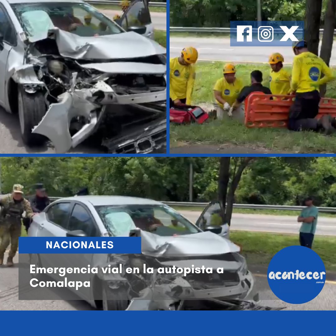 acontecercomsv's tweet photo. #Comalapa ⚠️🚗Una persona resultó lesionada tras un accidente de tránsito ocurrido este martes en el kilómetro 24 de la autopista hacia Comalapa. 🚑💥
#Accidente #Tránsito #ComandosDeSalvamento #Prevención #SeguridadVial #Noticias #ElSalvador 🚨🚗
📝KG https://t.co/RwQALPnLw3