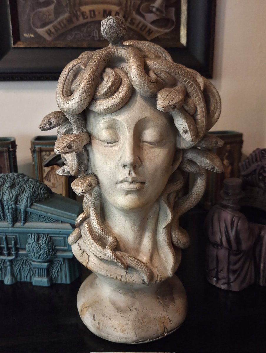 RJCrowtherJr's tweet photo. 🐍 Photos of the beautiful Medusa bust that I flew home from the Isle of Sarpedon on Pegasus. (Bought at HomeGoods). https://t.co/A7qMx4OhXw