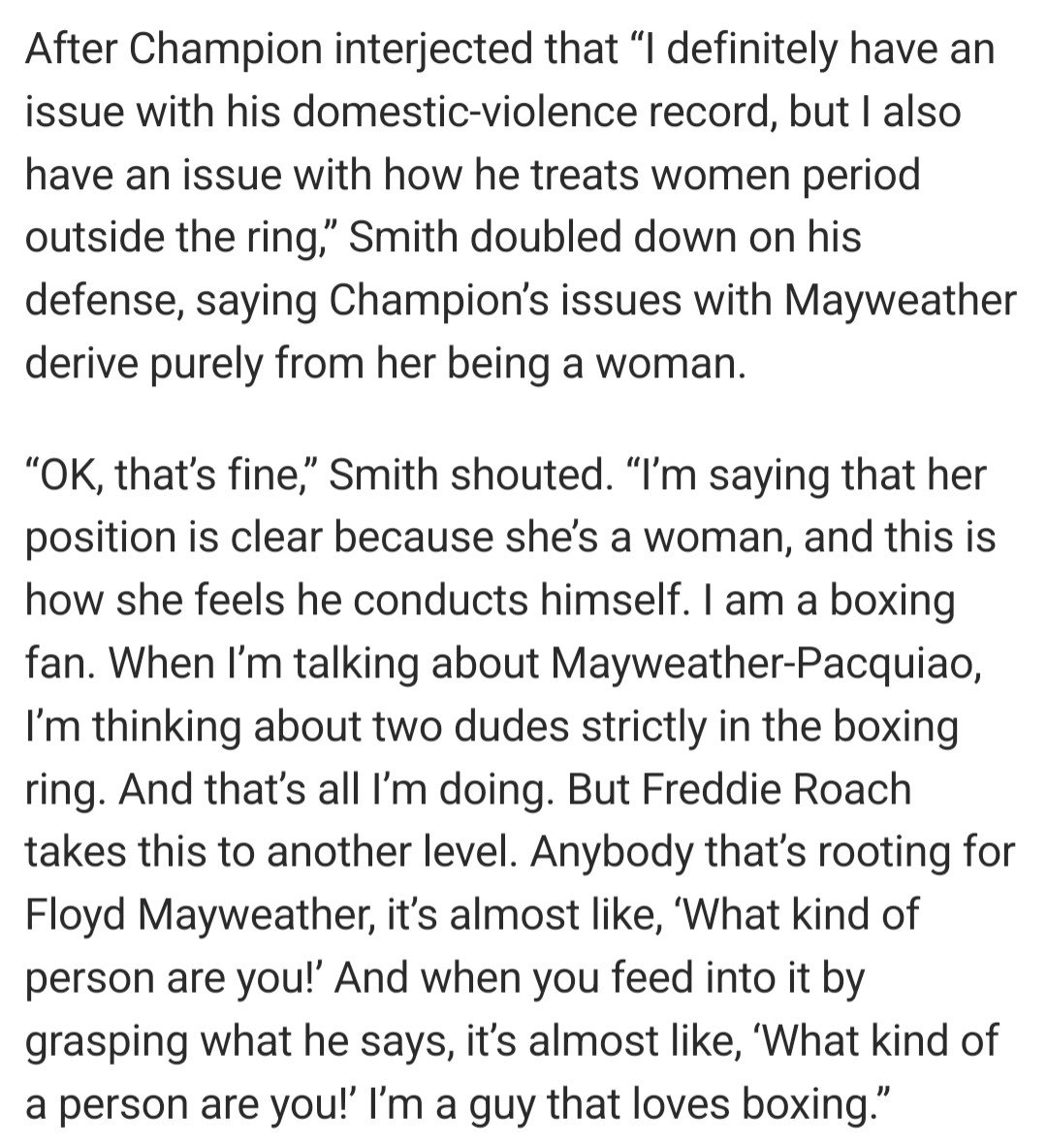 velodus's tweet photo. Anyway, here's Stephen A in 2015 saying he didn't care that Floyd Mayweather beats women because he enjoys watching him https://t.co/REL3lMLLJm