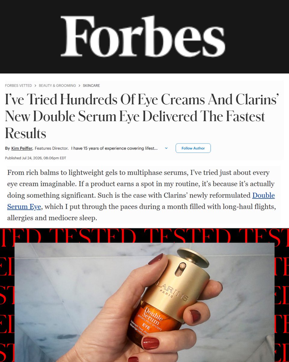 clarinsusa's tweet photo. POV: Your eye serum just got the Forbes stamp of approval🧡👀 @Forbes https://t.co/jp5IrVEKeK
