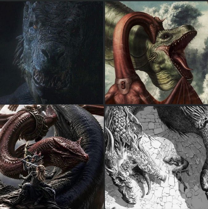 SiezerW's tweet photo. Was Vhagar’s greatest strength really her power or her cunning? 🤔

She ambushed Lucerys in Season 1, and later caught Meleys at just the right moment after Meleys had gained the upper hand. Is that the real reason Vhagar survived so many battles not because she was unbeatable, but because she and Aemond knew when to strike?

And if Aemond was willing to turn on his own king, is it fitting that Daemon and Caraxes ultimately use a similar element of surprise against them?

What do you think
was Vhagar a master strategist, or just an opportunist?
#HOTD