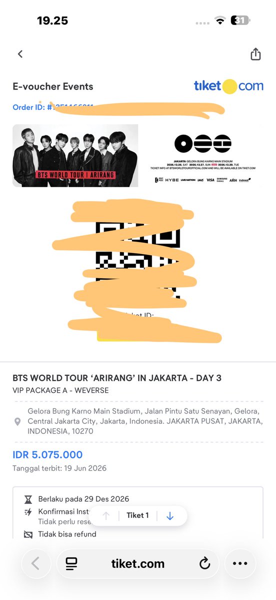 owmffaadd's tweet photo. WTS
BTS WORLD TOUR ARIRANG JAKARTA 

Day 3
🎫 VIP Package A - (2 tix)
🎫 CAT 1 - (2 tix) 

sampai tiket fisik (wristband)

wts wtb tickets tiket jkt lfb looking for buyer lfs
#BTS_WORLDTOUR_ARIRANG_JAKARTA #BTS_ARİRANG_JKT https://t.co/4ujVOugc14