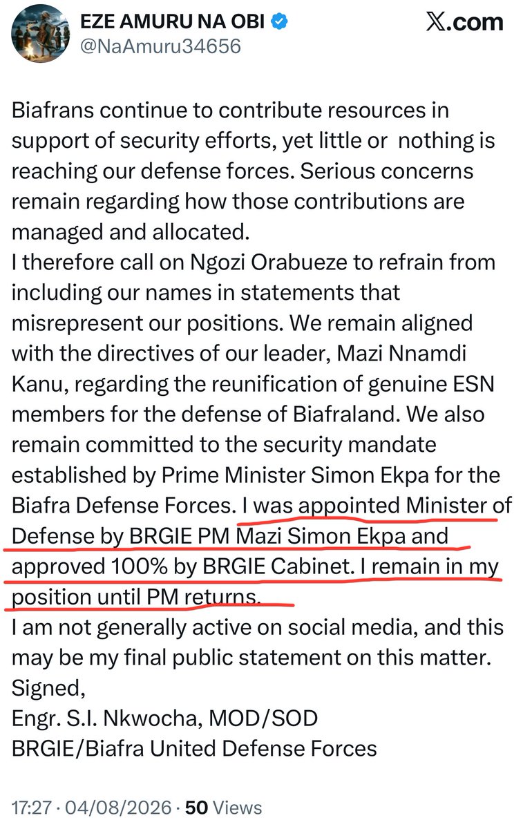 BRGIEinfoMinist's tweet photo. A day to @simon_ekpa appearing in COURT: NKWOCHA IS TELLING FINLAND HERE THAT EKPA IS APPOINTING HIM DEFENSE MINISTER FROM INSIDE PRISON. What kind of stupid people are this sef?
Solomon Nkwocha you resigned from Ngozi groups of Survival Whistle when you guys couldn’t get along anymore.