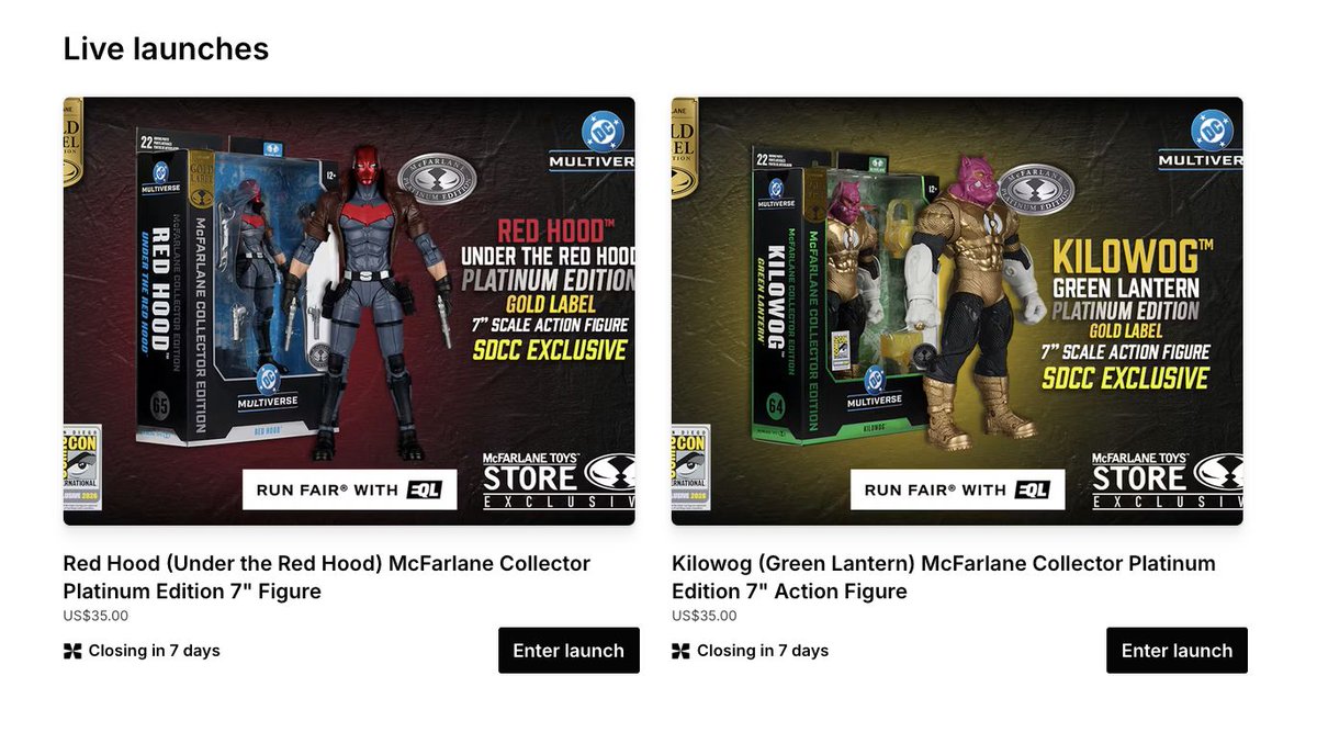 preterniadotcom's tweet photo. McFarlane has opened up a raffle for their SDCC Platinum Editions of Kilowog &amp; Red Hood - https://t.co/60ahlxIsAg 

Drawing is in 7 days. https://t.co/VpC9vUKLCS