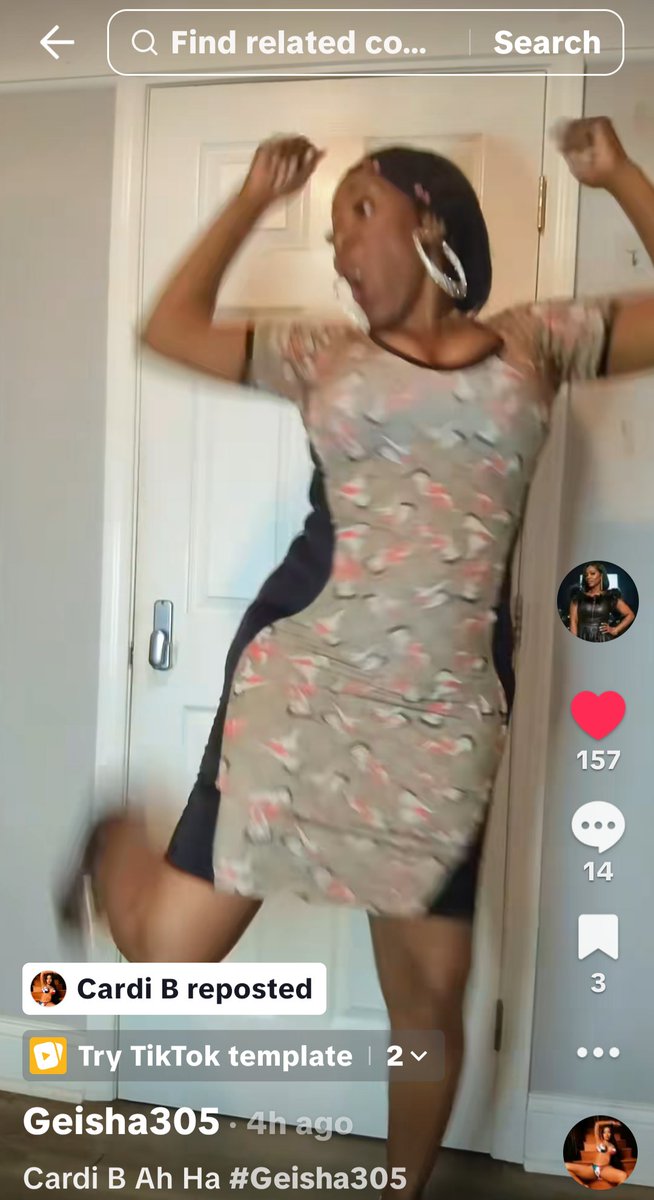 GEISHA305's tweet photo. Cardi B shared my dance video to her new song #AhHa #Geisha305 #CardiB I live It! Click Link to watch video on TikTok 👇🏾 https://t.co/xOcxBv7oMU https://t.co/wBNkfxK1uN