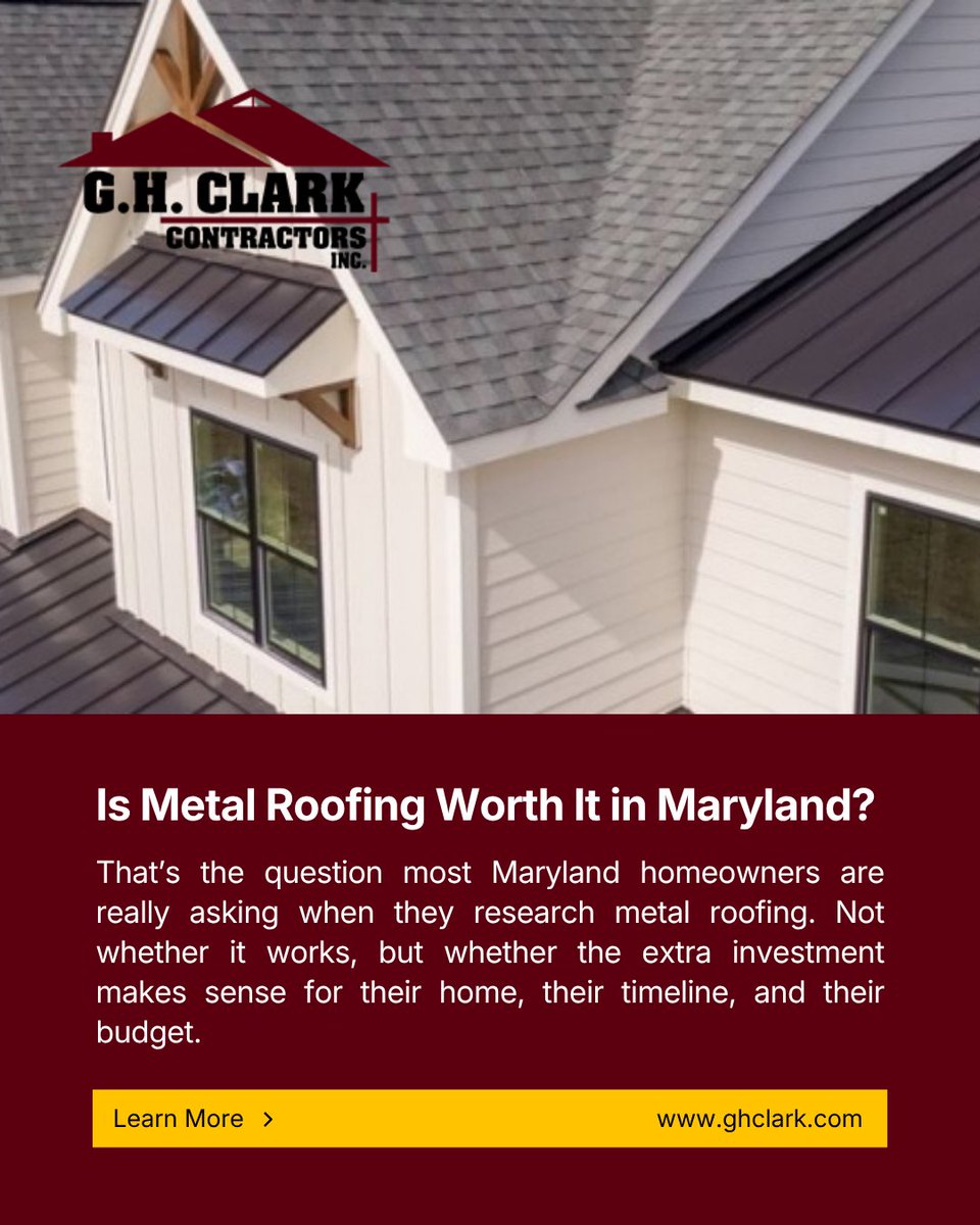 ghclarkcontr's tweet photo. The honest answer depends on a handful of specific factors. For some homeowners, a metal roof is genuinely the smartest long-term decision they can make. For others, asphalt shingles are still the better fit.

Learn more⬇️
https://t.co/eXtQS79uIX https://t.co/Lh3Z9F84lb